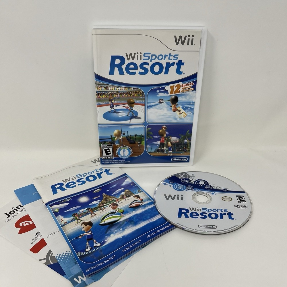 Nintendo Wii Sports Resort Complete CIB Game Disc Case Manual
